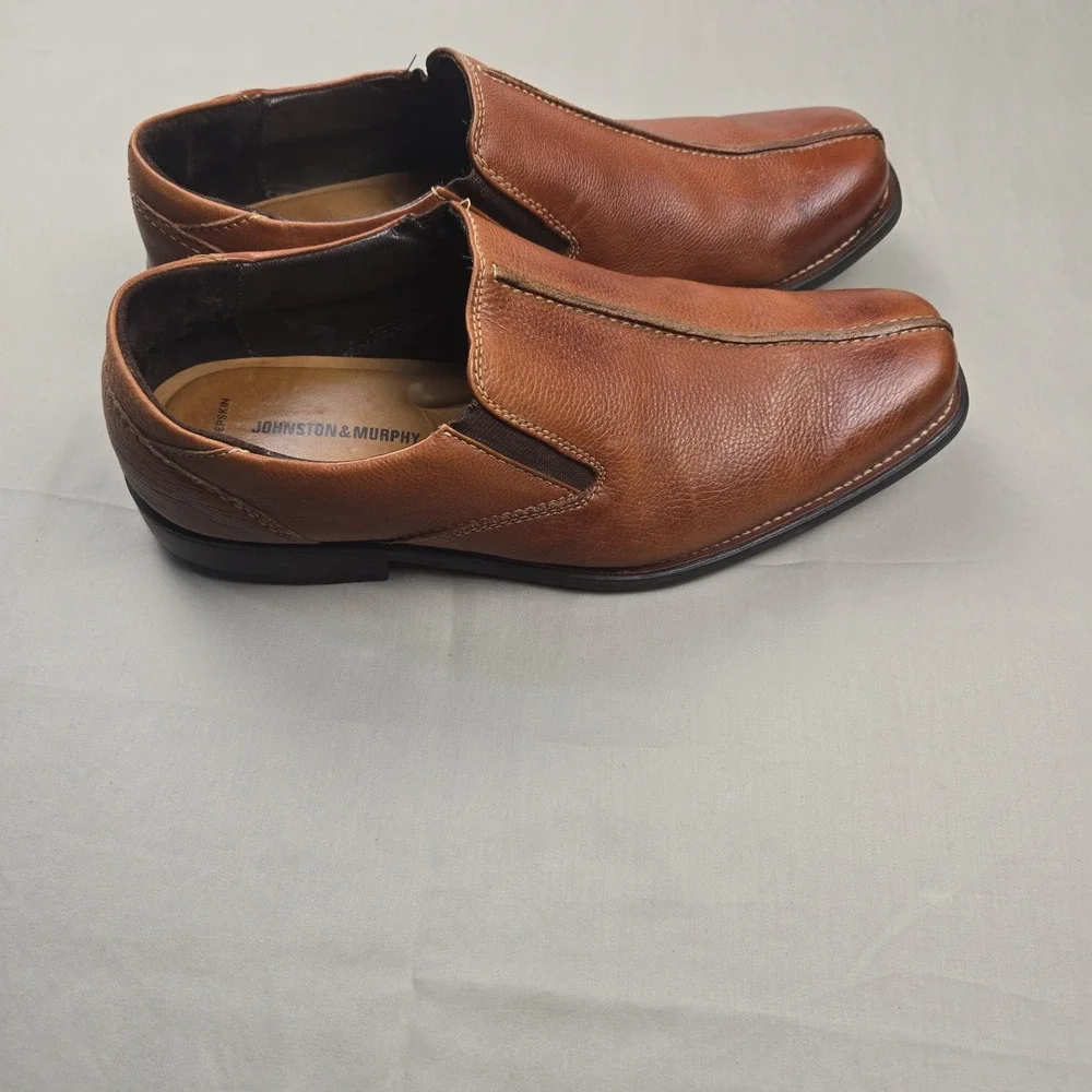 Johnston & Murphy Mens Brown Leather Slip‎ On Loafers 20-5910 Size 10.5 M Brazil